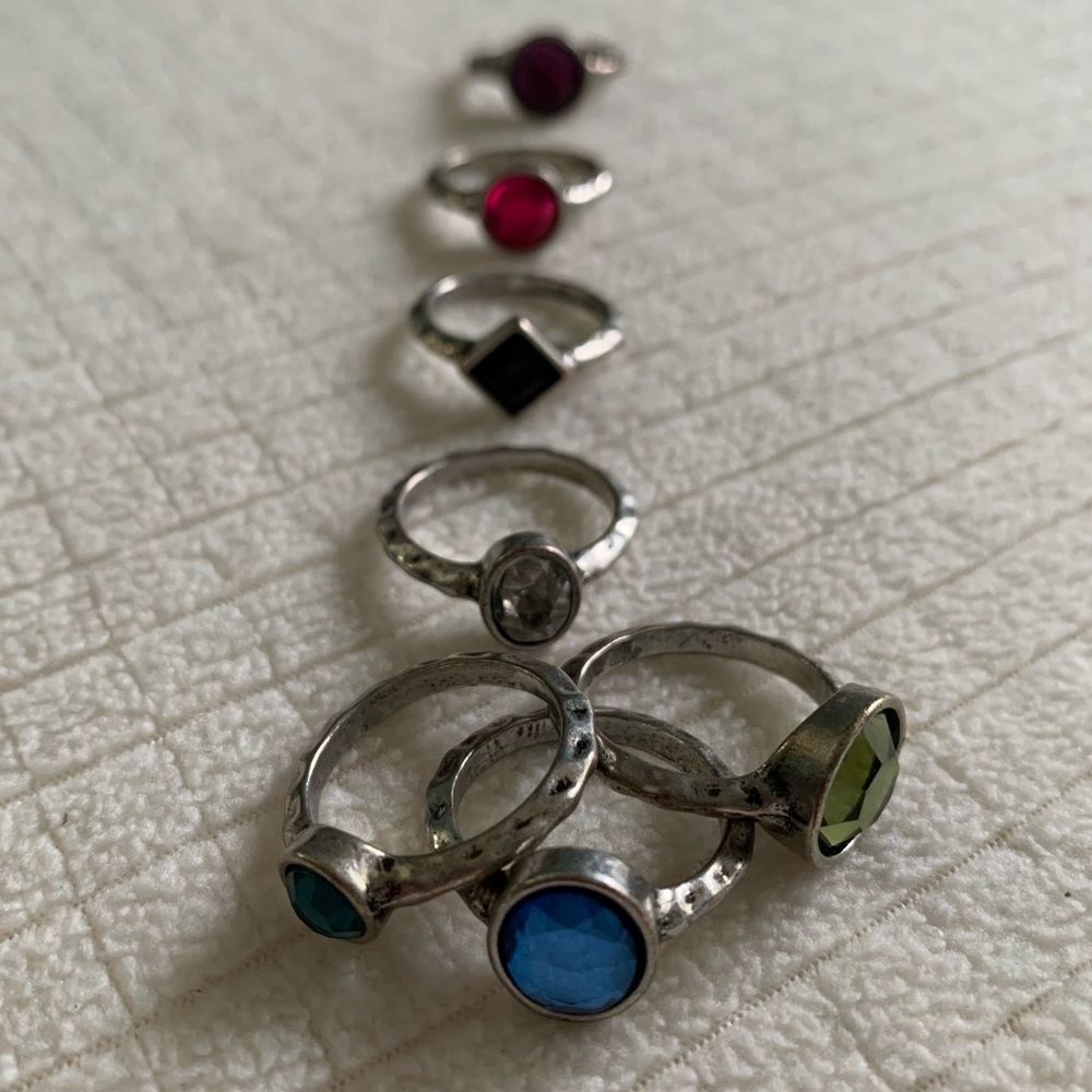 Multi-Color Crystal Stackable Ring Set - Women Jewelry Rings - Picture 7 of 14